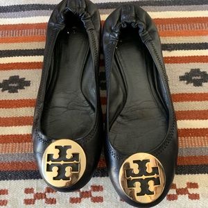 Tory Burch Classic Reva Flats - Gold Medallion